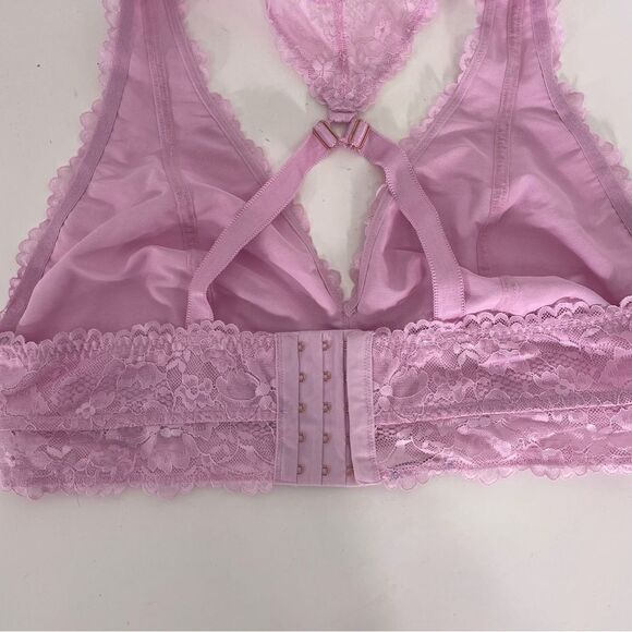 Savage X Fenty Light Pink Lace Unlined Bralette Bra - Picture 5 of 7